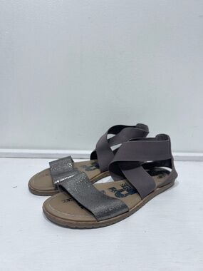 SOREL Ella Metallic Leather Strappy Slip-On Sandals Comfort Dress Shoes Size 7.5